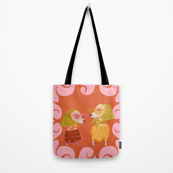 Retro Fashion Dogs with Sunglasses - Pink Tote Bag Gallery Image 2