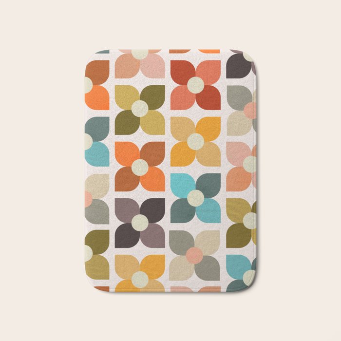 Bauhaus Geometric Flowers  Bath Mat Gallery Image 1