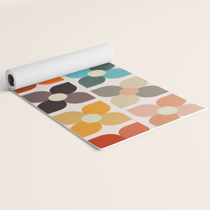 Bauhaus Geometric Flowers  Yoga Mat Gallery Image 2