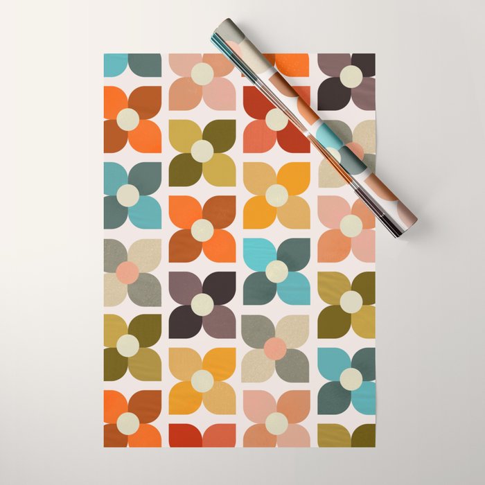 Bauhaus Geometric Flowers  Wrapping Paper Gallery Image 1