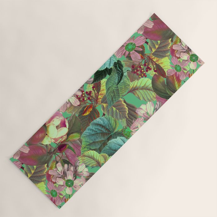 Multicolor Modern Floral Garden Yoga Mat Gallery Image 1