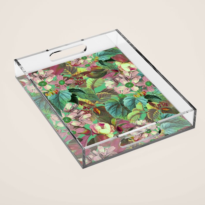 Multicolor Modern Floral Garden Acrylic Tray Gallery Image 1