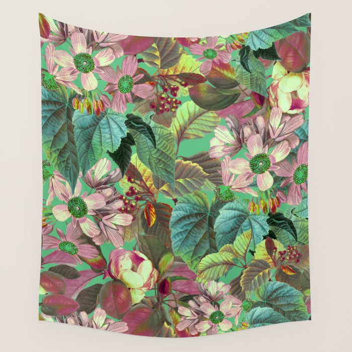 Multicolor Modern Floral Garden Wall Tapestry Gallery Image 1