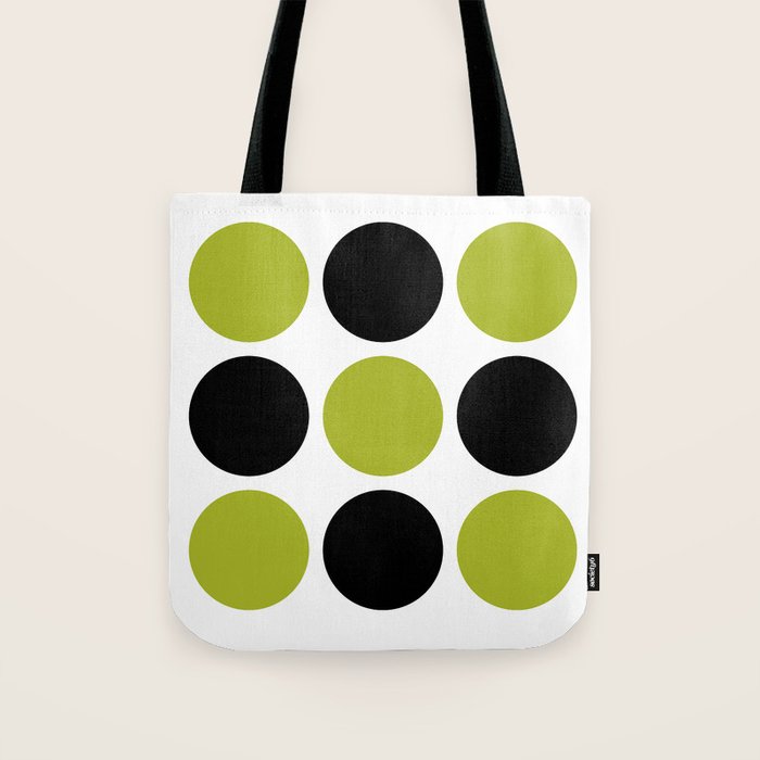 Mid Century Modern Scandinavian Decor Black and Chartreuse Tote Bag Gallery Image 1