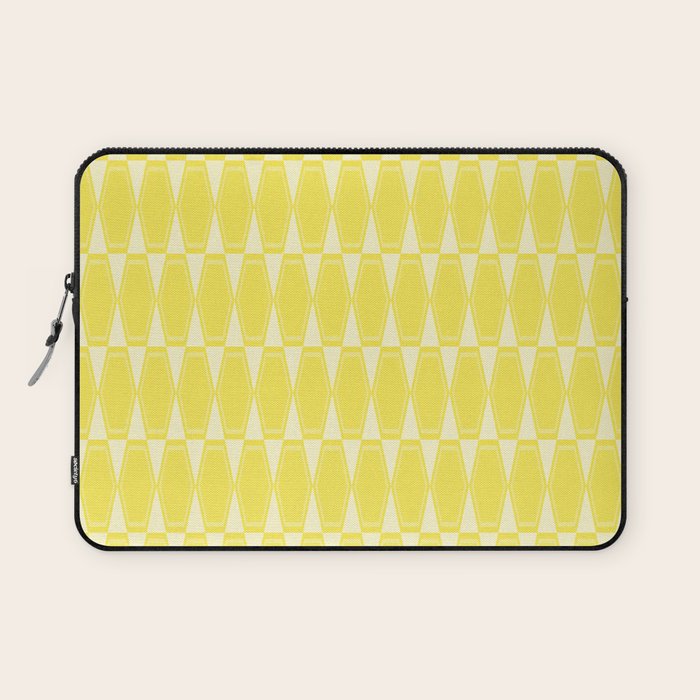Yellow Mid Century Modernist Geometric Hexad Pattern Laptop Sleeve Gallery Image 1