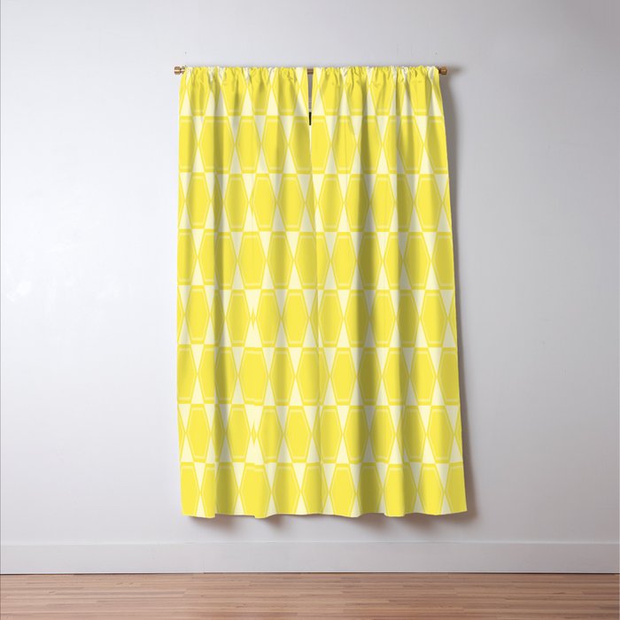 Yellow Mid Century Modernist Geometric Hexad Pattern Window Curtain Gallery Image 3