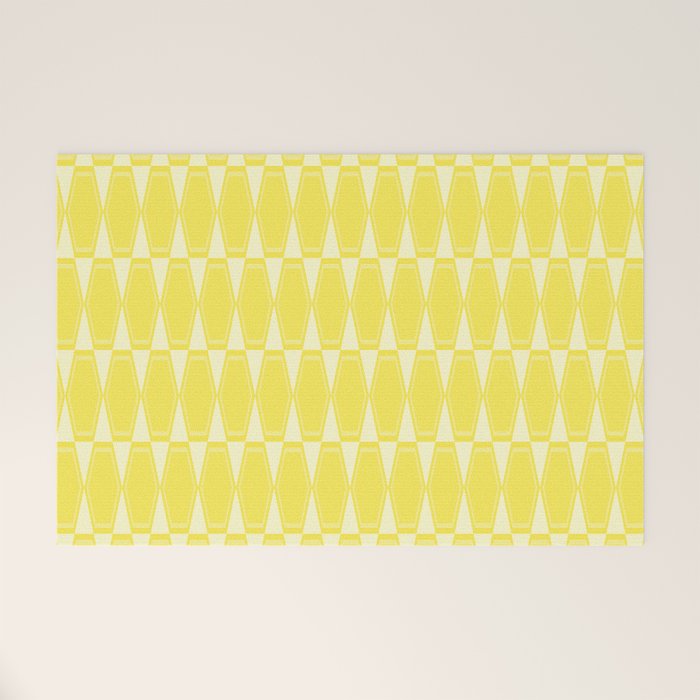 Yellow Mid Century Modernist Geometric Hexad Pattern Welcome Mat Gallery Image 1