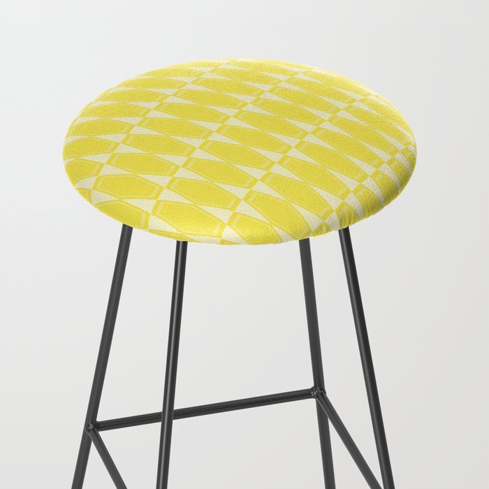 Yellow Mid Century Modernist Geometric Hexad Pattern Stool Gallery Image 2