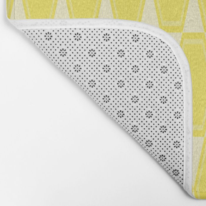 Yellow Mid Century Modernist Geometric Hexad Pattern Bath Mat Gallery Image 2