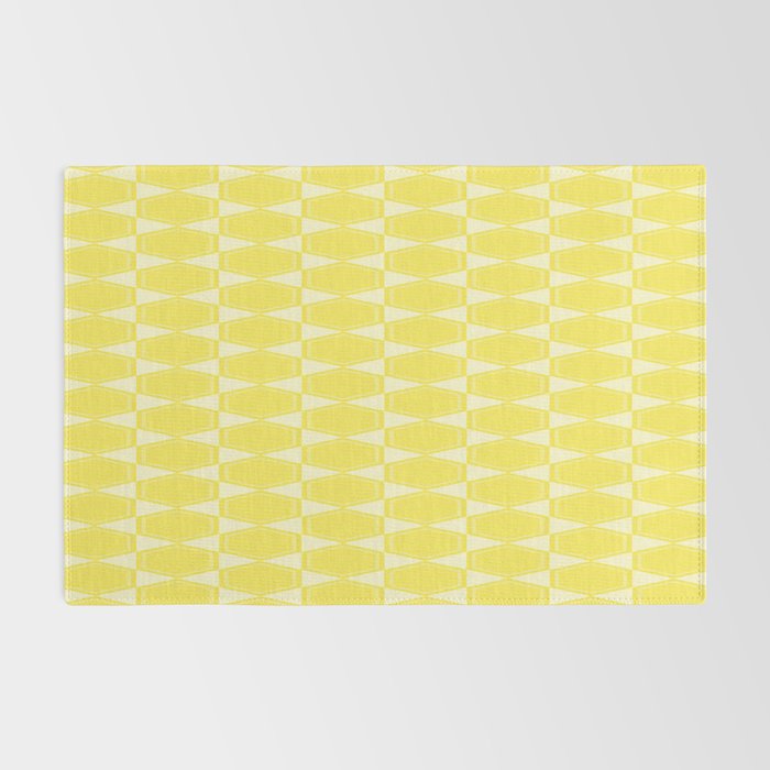 Yellow Mid Century Modernist Geometric Hexad Pattern Rug Gallery Image 2