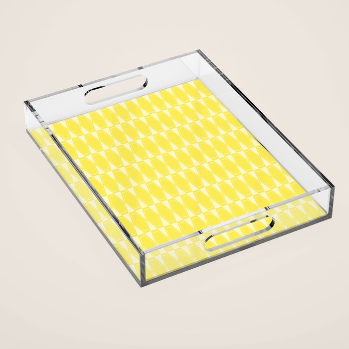 Yellow Mid Century Modernist Geometric Hexad Pattern Acrylic Tray Gallery Image 1