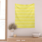 Yellow Mid Century Modernist Geometric Hexad Pattern Wall Tapestry Gallery Image 2