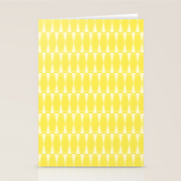 Yellow Mid Century Modernist Geometric Hexad Pattern Stationery Card Gallery Image 2