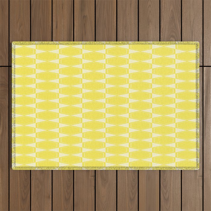 Yellow Mid Century Modernist Geometric Hexad Pattern Outdoor Rug Gallery Image 1