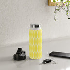 Yellow Mid Century Modernist Geometric Hexad Pattern Water Bottle Gallery Image 4