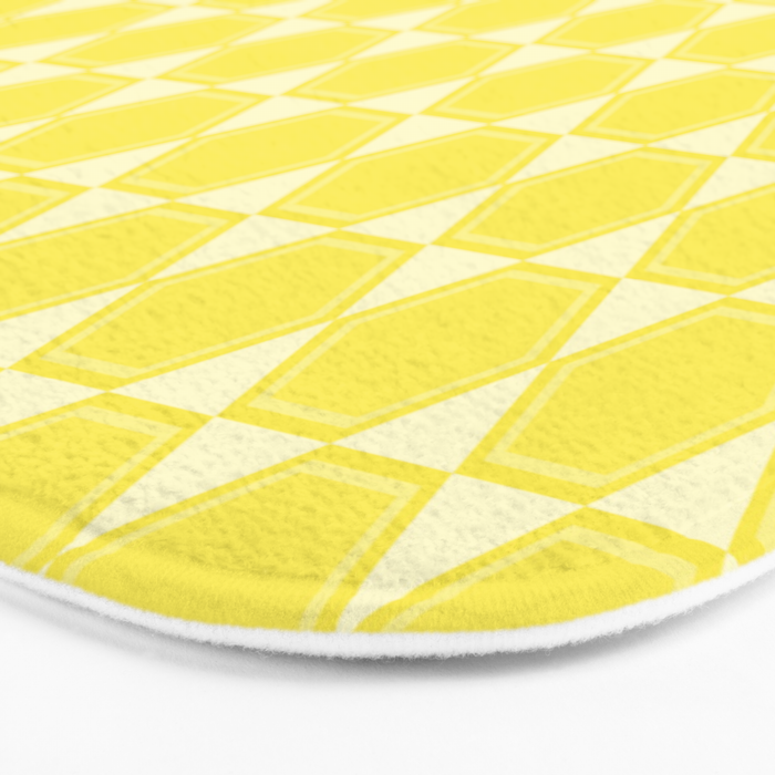 Yellow Mid Century Modernist Geometric Hexad Pattern Bath Mat Gallery Image 3