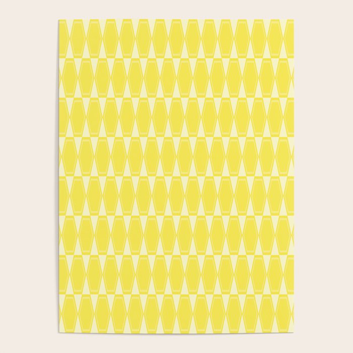 Yellow Mid Century Modernist Geometric Hexad Pattern Poster Gallery Image 4