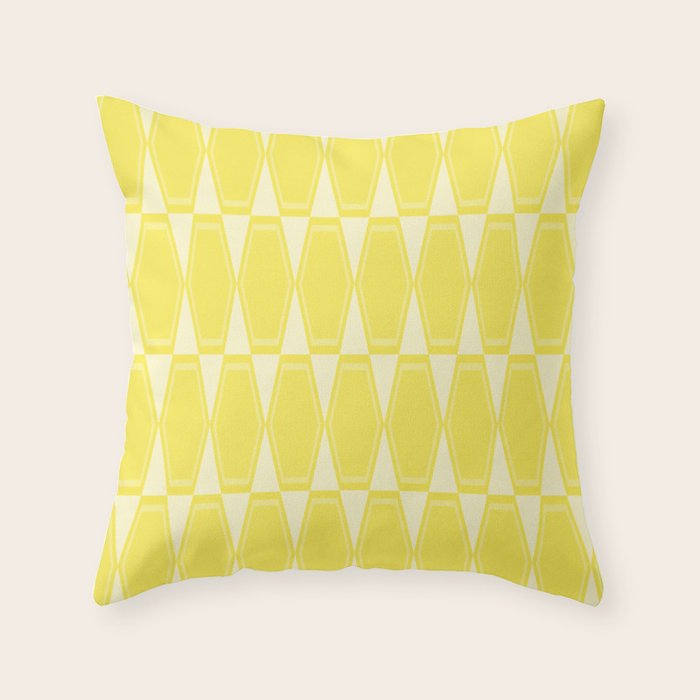 Yellow Mid Century Modernist Geometric Hexad Pattern Throw Pillow Gallery Image 1