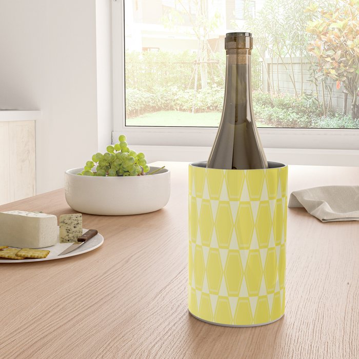 Yellow Mid Century Modernist Geometric Hexad Pattern Wine Chiller Gallery Image 4