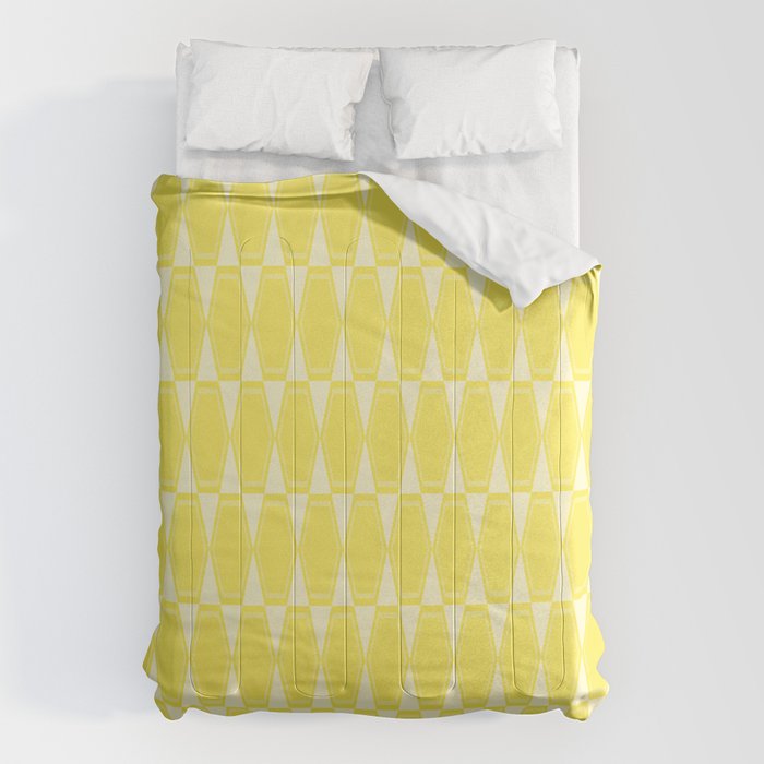 Yellow Mid Century Modernist Geometric Hexad Pattern Comforter Gallery Image 1