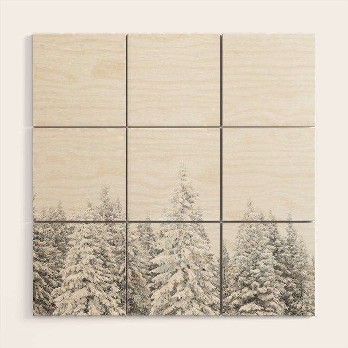 Snowy Evergreen Forest Wood Wall Art Gallery Image 1