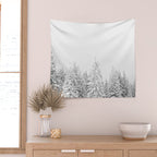 Snowy Evergreen Forest Wall Tapestry Gallery Image 2