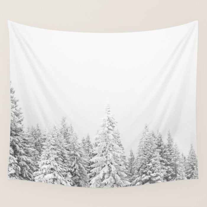 Snowy Evergreen Forest Wall Tapestry Gallery Image 4