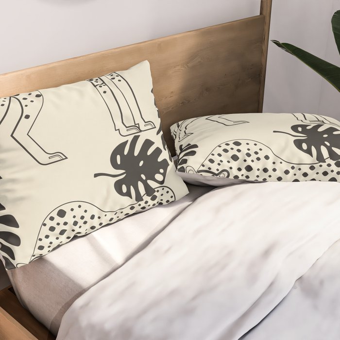 Cheetahs Monstera 4 Pillow Sham Gallery Image 2