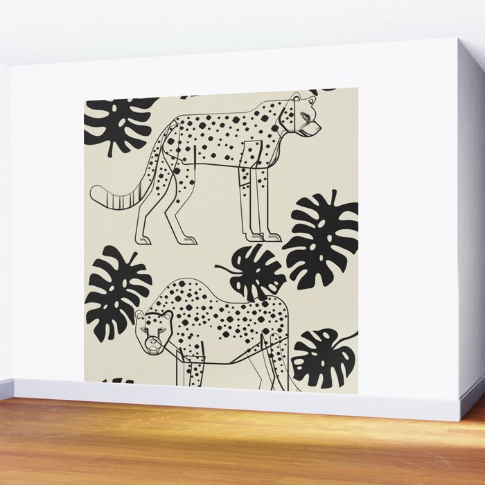 Cheetahs Monstera 4 Wall Mural Gallery Image 2