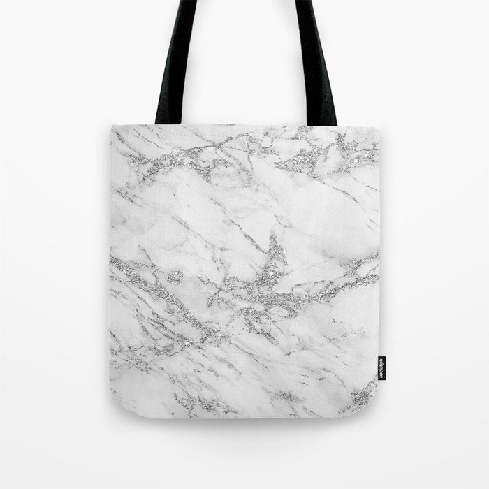 Elegant chic white gray silver glitter marble Tote Bag Gallery Image 1