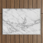Elegant chic white gray silver glitter marble Outdoor Rug Gallery Image 1