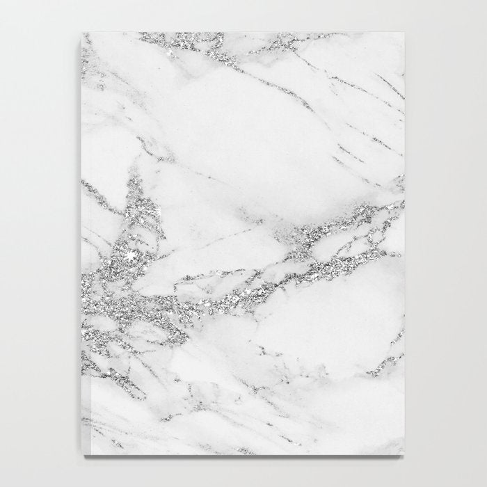 Elegant chic white gray silver glitter marble Notebook Gallery Image 4