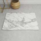 Elegant chic white gray silver glitter marble Rug Gallery Image 1