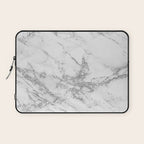 Elegant chic white gray silver glitter marble Laptop Sleeve Gallery Image 1