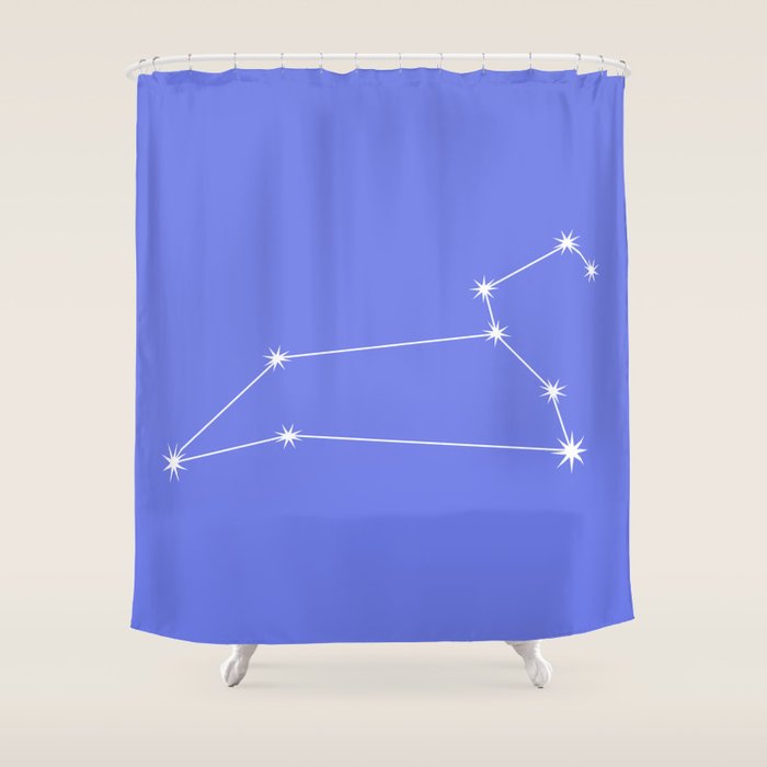 Leo Zodiac Star Constellation Line Art Periwinkle Purple Shower Curtain Gallery Image 1