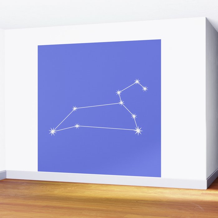 Leo Zodiac Star Constellation Line Art Periwinkle Purple Wall Mural Gallery Image 2