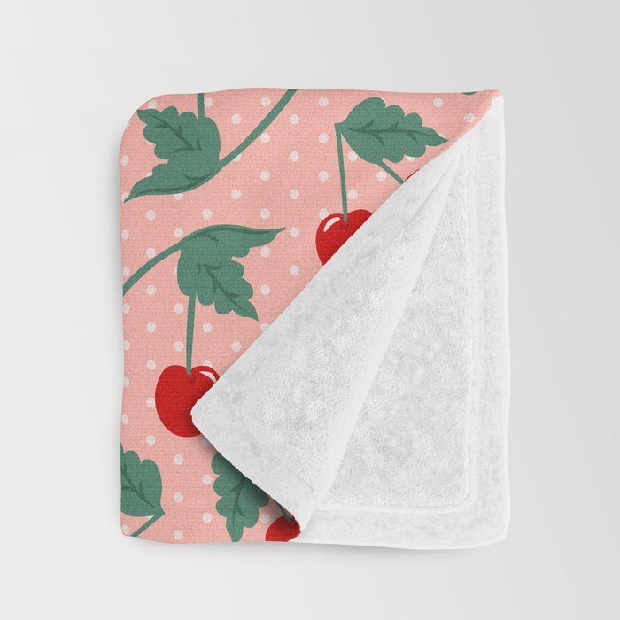 Cherry Kitsch on Pink Throw Blanket Gallery Image 3