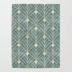 Art Deco Diamonds in Teal and Gold Poster Gallery Image 4