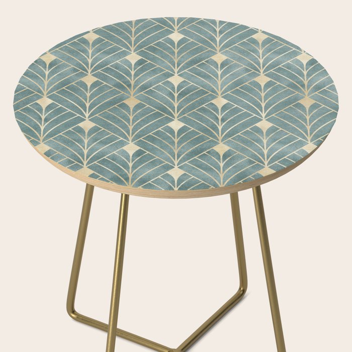 Art Deco Diamonds in Teal and Gold Side Table Gallery Image 2