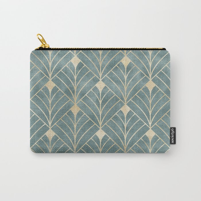 Art Deco Diamonds in Teal and Gold Carry All Pouch Gallery Image 1