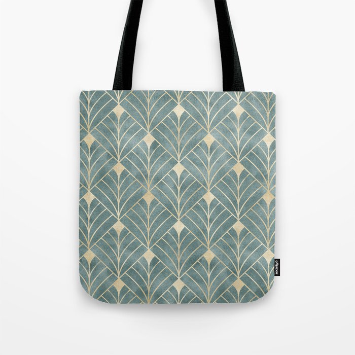 Art Deco Diamonds in Teal and Gold Tote Bag Gallery Image 1