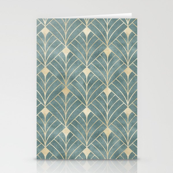 Art Deco Diamonds in Teal and Gold Stationery Card Gallery Image 1