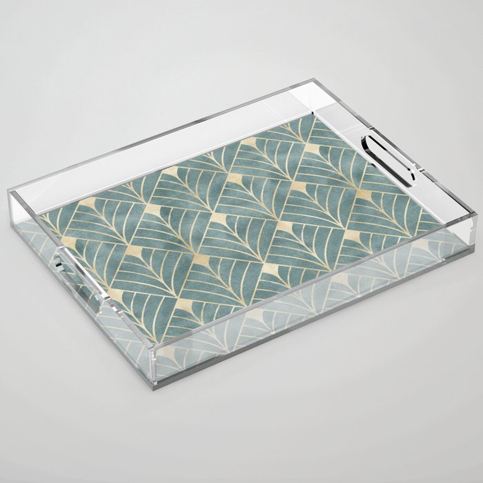 Art Deco Diamonds in Teal and Gold Acrylic Tray Gallery Image 1