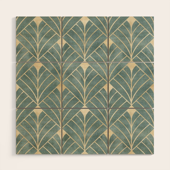 Art Deco Diamonds in Teal and Gold Wood Wall Art Gallery Image 1
