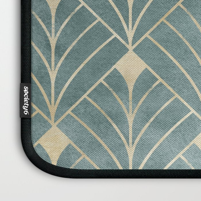 Art Deco Diamonds in Teal and Gold Laptop Sleeve Gallery Image 3