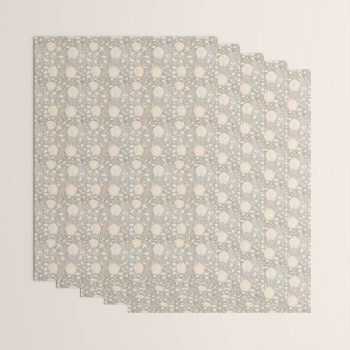 Block Print Lotus Floral - Sage Wrapping Paper Gallery Image 3