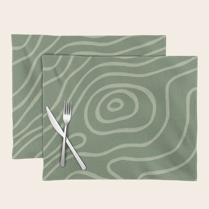 Topographic Map / Grayish Green Placemat Gallery Image 1