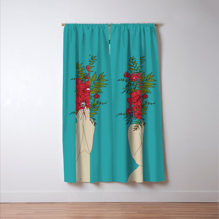 Blooming Red Window Curtain Gallery Image 3