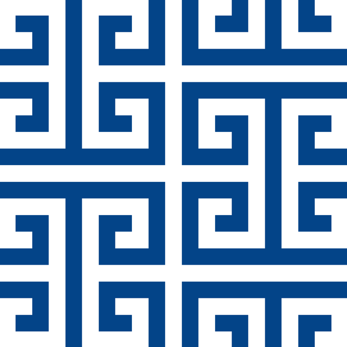 Denim Blue and White Greek Key Pattern Coffee Mug Gallery Image 2