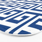 Denim Blue and White Greek Key Pattern Bath Mat Gallery Image 3